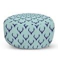 thumbnail image 1 of Deer Pouf Cover with Zipper, Jungle Creature Heads with Antlers Abstract Animal Motifs Hipster Wildlife, Soft Decorative Fabric Unstuffed Case, 30" W X 17.3" L, Pale Seafoam Navy Blue, by Ambesonne, 1 of 5