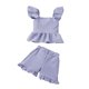 thumbnail image 2 of Conjunto de camiseta sin mangas con cuello redondo para niña, vestido sin mangas con botones finos para niña, falda francesa ceñida con cintura fruncida y volantes, conjunto de poliéster para niña, 2 of 8