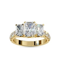 AFFY Solitaire Engagement Ring | Center 7X5MM Radiant Cut Lab Created Moissanite Promise Rings For Women In 14K Solid Yellow Gold Jewelry Gift for Her, Ring Size 6