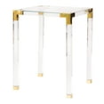 thumbnail image 2 of Square Acrylic Gold Metal Modern Tempered Glass End Side Table, 2 of 7