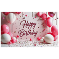 thumbnail image 3 of Pink Backdrop Banner with Happy Birthday Text Balloons Stars and Confetti Birthday Party Decoration Photography Props Party Supplies Decor Background, 3 of 8