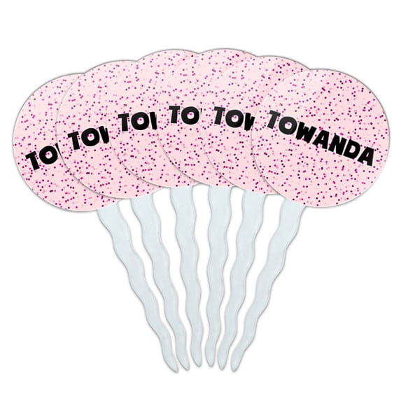 Towanda Cupcake Picks Toppers - Set of 6 - Pink Speckles