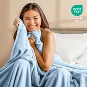Bare Home Microplush Fleece Blanket - 300 GSM - Fuzzy Microfleece - Soft & Plush - Throw XL, Light Blue