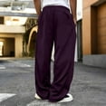 thumbnail image 3 of Dresfit Men's Linen Pants Wide Leg Baggy Sweatpants Winter Fall Big and Tall Drawstring Sweat Pants Loose Fit Straight Leg Solid Athletic Joggers 3XL, 3 of 3