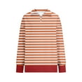 thumbnail image 3 of ClodeEU Womens Plus Size Striped Sweatshirts ,Long Sleeve Lapel Collared Pullover, Casual Soft Pullover Tops Shirts Orange,Womens Plus XXL, 3 of 8