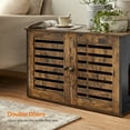 thumbnail image 3 of FEANDREA Cat Litter Box Enclosure with Removable Divider, Indoor Cat House, End Table with 2 Shutter Doors, 31.5 x 20.9 x 19.4 Inches, Rustic Brown and Black, 3 of 7