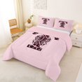 thumbnail image 2 of Erosebridal Kawaii Cheetah Print Bow Girl Queen Comforter Set 3pcs,Girls Teens Leopard Print Letter Monogrammed T Bedding Comforter Set,Pink Reversible, 2 of 6