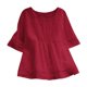 thumbnail image 1 of Top de mujer con cuello redondo y manga media - Camiseta lisa con costuras huecas - Tejido suave y elástico, informal/playa/fiesta, lavar a mano en frío, 1 of 6