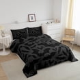 thumbnail image 2 of Halloween Themed Twin Size Comforter Set,Black Bats Animal Print Bedding Comforters Bedroom Collection,Dark Grey Color Bedding Set Teens, 2 of 6
