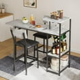 thumbnail image 6 of Expandable 3-Piece Dining Table Set for 2 – Space-Saving Bar Table and Chairs with Storage Shelves and Wine Rack – Compact Kitchen or Living Room Furniture for Small Apartment, 6 of 8