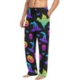 thumbnail image 5 of Men's Pajama Pants with Pockets Sleepwear Lounge Pants Stretch Casual Pumpkin Skull Witch Rainbow Halloween, 5 of 7