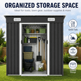 thumbnail image 5 of 6x4 FT Metal Storage Shed, Galvanized Steel Outdoor Garden Shed with Sliding Double Doors, Air Vents, Sloped Roof & Threshold, Weatherproof Floorless Tool Shed for Backyard Patio Lawn, Black, 5 of 9