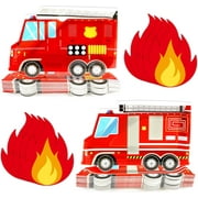 100Pcs Firetruck Birthday Party Plates and Fire Shaped Napkins Fireman Party Supplies Firefighter Disposable Paper Dinnerware Firetruck Tableware Set for Flame Birthday Baby Shower Decor