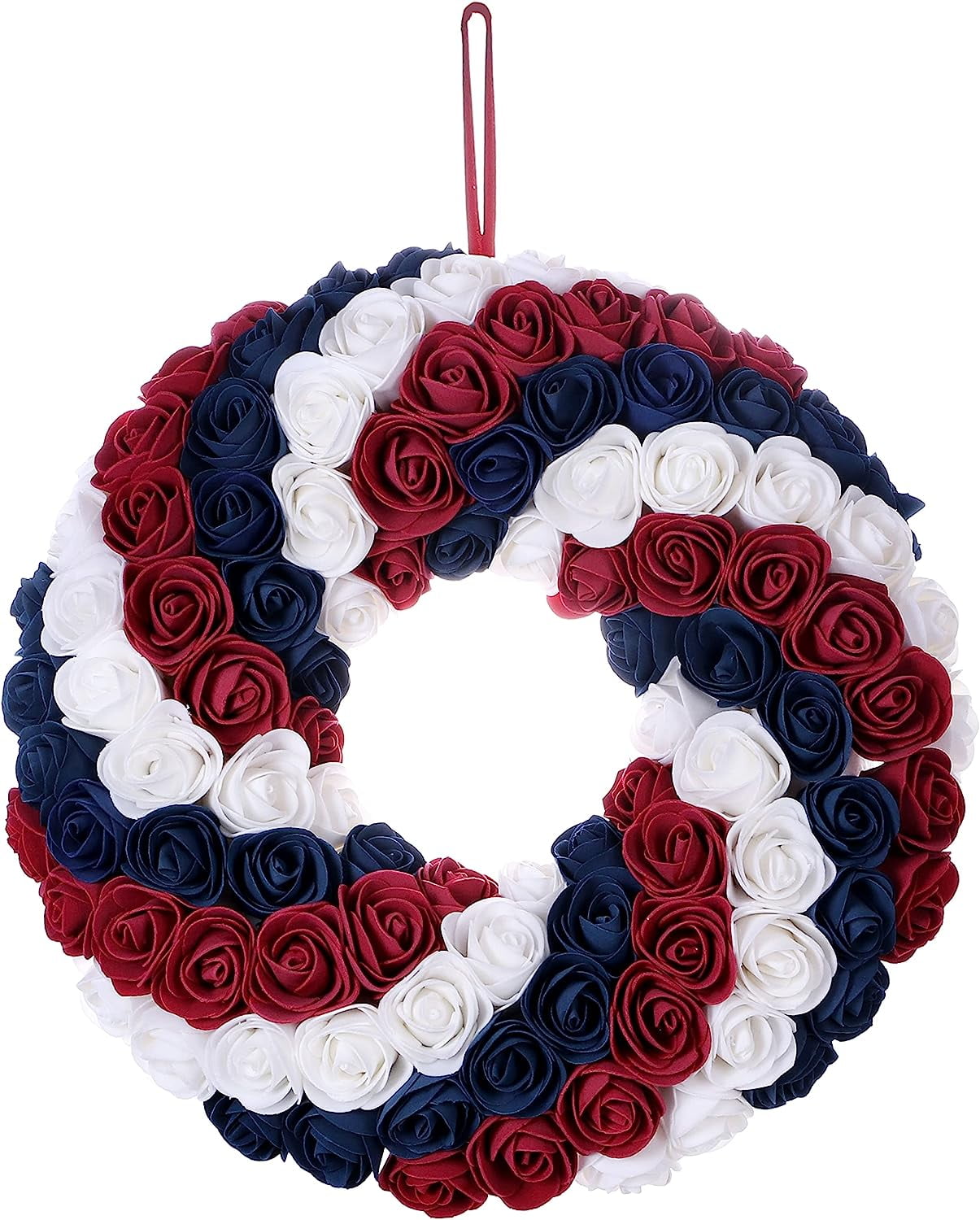 Fourth of July Wreath,13”Patriotic Wreath Red White Blue Flower Wreath