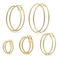 thumbnail image 3 of GHSOHS Sterling Silver Earrings Gold Hoop Earrings Stainless Steel Hoop Earrings Set Thin Gold Hoop Earrings Lightweight Gold Earrings Party Jewelry Gift Fashion Earings Ear Ring, 3 of 6