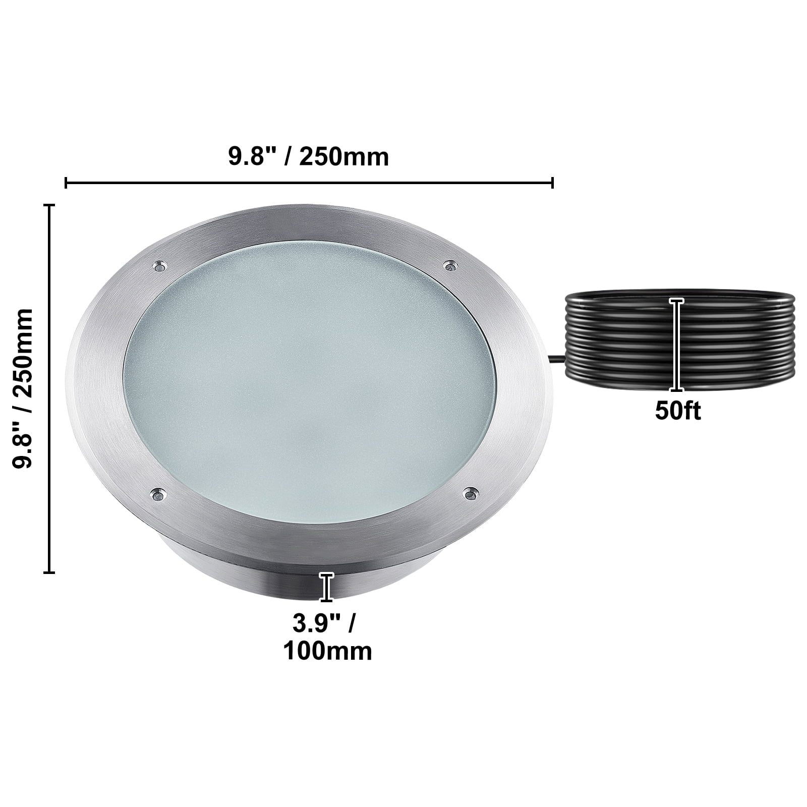KFFKFF 10 inch LED Pool Light, 40W, Multicolor Inground Pool and Spa Light Subaqueous, 50ft Cord and Remote Command for 10in Spacious Wet Niches, IP68 Waterproof, 120V