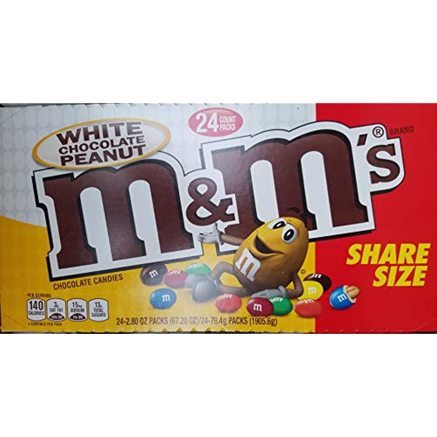 M&M's White Chocolate Peanut Share Size - 24 / Box - Candy Favorites