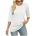 thumbnail image 4 of FNFYFH walmart weekend sale Women 3/4 Sleeve Bloues Comfort Fit Textured Shirts 2025 Summer Casual Round Neck Tops, 4 of 6