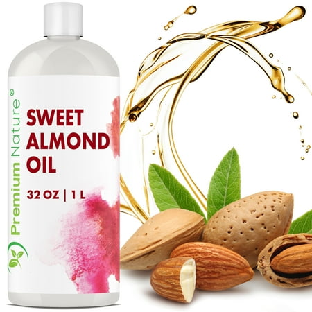 Sweet Almond Oil Best Carrier Oil - 32 oz 100% Natural Pure for Skin & Hair - Cleansing Properties Evens Skin Tone Treats Irritated Skin Nourishes Moisturizes & Prevents Aging Premium (Best Carrier Oil For Hair)