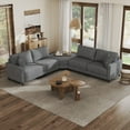 thumbnail image 5 of ADVWIN L Shaped Oversized Modular Sectional Couch, Modern Comfortable Convertible Corner Sofa with Reversible Chaise, 2 Pillows & Serving Tray for Living Room, Dark Gray, 5 of 12