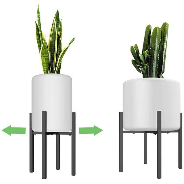 Support de Plante en Métal Ajustable de 9,5 à 15 Pouces, Support de Plante Mi-Siècle Moderne de 15 Pouces de Hauteur, Support de Plante Intérieur et Extérieur, Convient aux Pots de 10 11 12 13 14 15 Pouces Pot et Plante Non Inclus, Noir