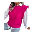 thumbnail image 4 of Liacowi Women Juniors Sweater Vest Autumn Winter Casual Pullovers Outwear Ruffles Sleeveless Slim Knitwear Tops, 4 of 7