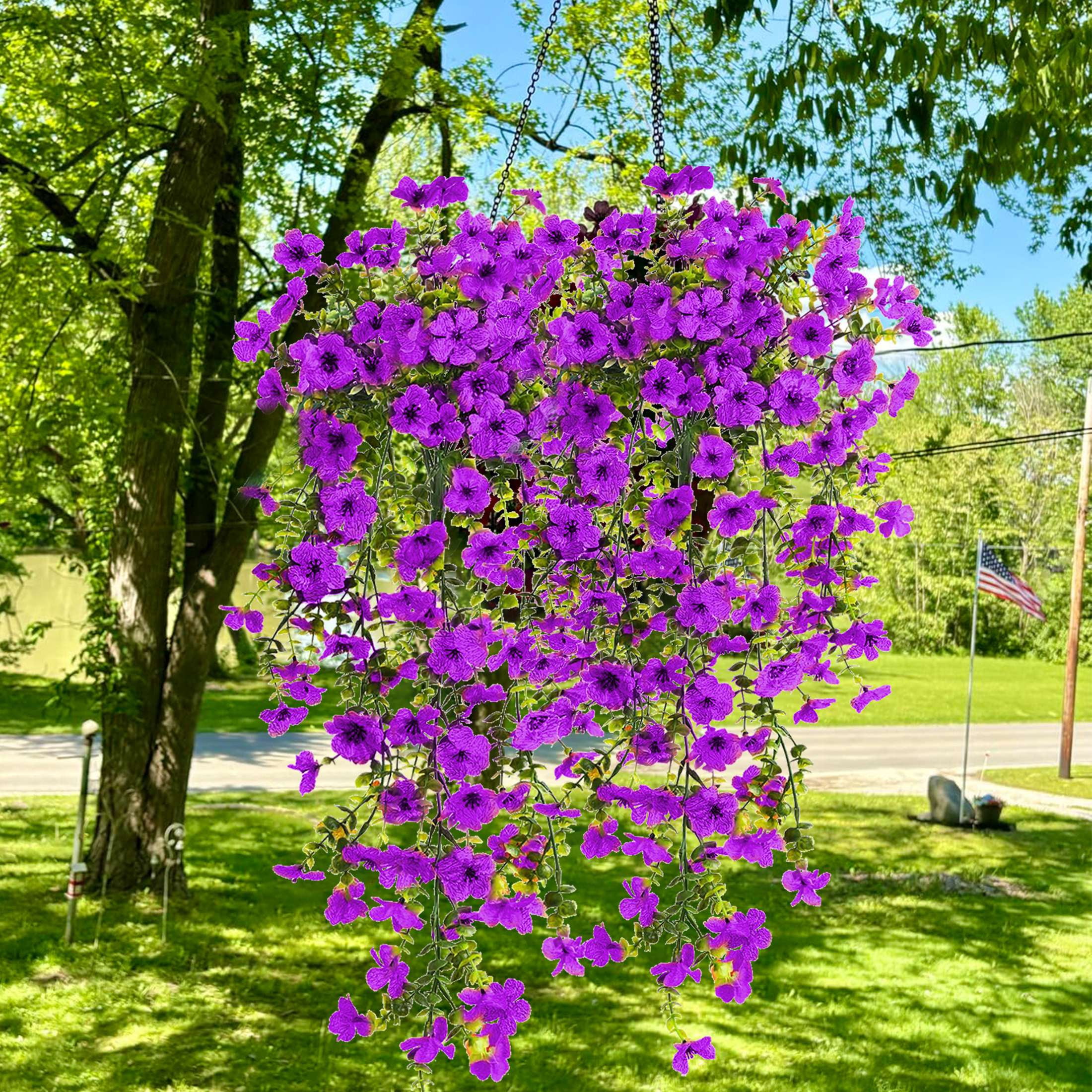 VVYXX Artificial Hanging Flowers 6 Pcs Fake Flowers Faux Plants Outside Indoor Spring Summer Decoration f Home Garden ,PURPLE