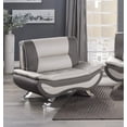 thumbnail image 2 of Modern Contemporary Living Room 3pc Sofa Set Sofa Loveseat Chair Beige Gray PU Luxury Furniture, 2 of 7