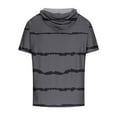 thumbnail image 4 of FAIWAD Men's Short Sleeve Hoodies Sweatshirt Striped Print Drawstring Athletic Lightweight Hoodies Tops, 4 of 4
