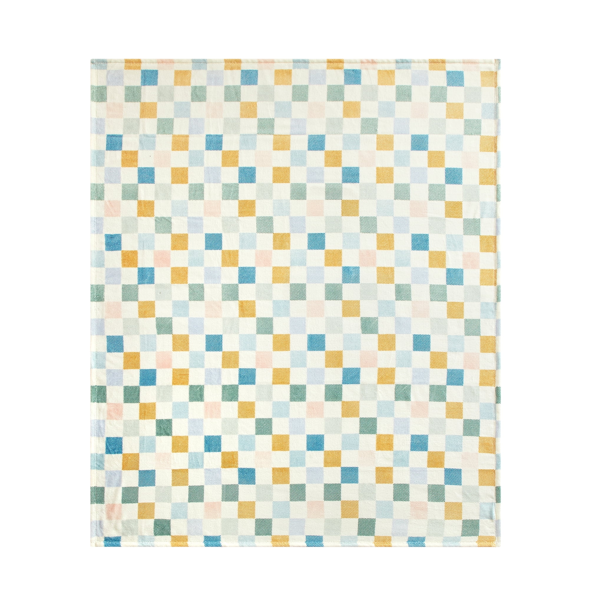 Mainstays Cozy Plush Throw Blanke, Multi Color Checkered 50" x 60" All Ages