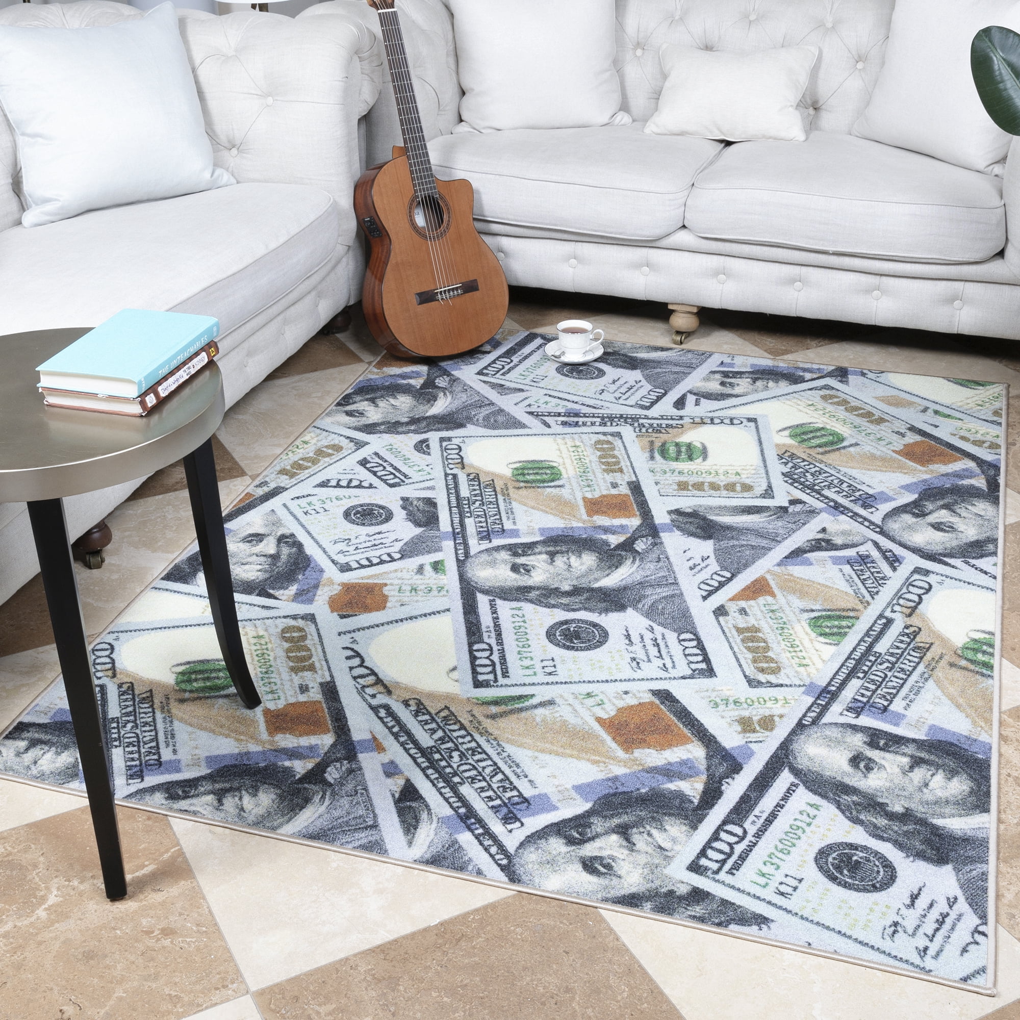 Ottomanson Siesta 100 Dollar Bill NonSlip Area Rug or Runner