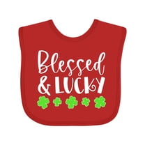 Inktastic Blessed and Lucky 4 Leaf Clovers St. Patrick's Day Boys or Girls Baby Bib