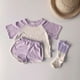 thumbnail image 4 of Qarigey Conjunto de pantalones cortos de camiseta de diseño Simple para niños, fiesta de verano para niños y niñas, Kit de pantalones de conjuntos de ropa Púrpura 73cm, 4 of 6