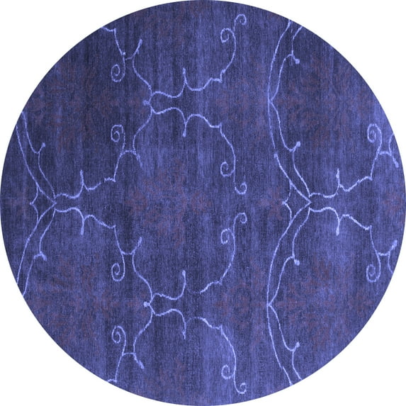 Ahgly Company Indoor Round Abstract Blue Contemporary Area Rugs, 4' Round