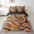 thumbnail image 2 of Homewish Abstarct Waves Stripes 7-Piece Bedding Comforter Set,Modern Aesthetic Artistic King Bedding Sets,Brown Orange Bed Sheets For Teens,Super Cozy Room Decor Reversible, 2 of 8