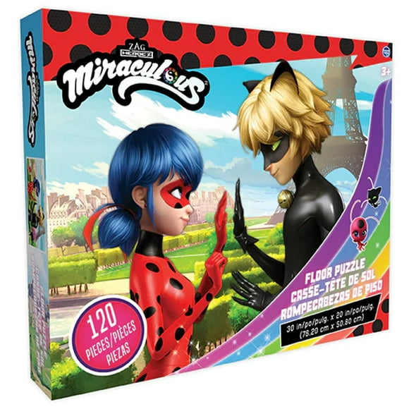 Miraculous Ladybug Kids Floor Puzzle featuring Lady & Cat Noir. Educational Gifts for Boys and Girls. Colorful Pieces Fit Together Perfectly. Great Birthday Gift for Boys, and Girls