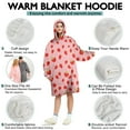 thumbnail image 5 of Red Strawberry Plants Fruit Pink Pattern Wearable Oversized Blanket,Wearable Blanket Hoodie for Adults,Cozy Hooded Blankets with Super Pockets,Super Warm Fuzzy Pullover for Women & Men, 5 of 6