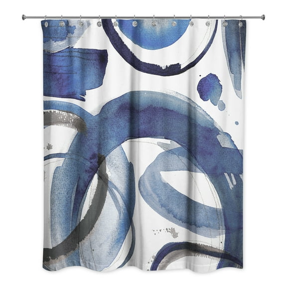 Creative Products Navy Abstract Circles 71x74 Shower Curtain