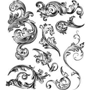 Tim Holtz Cling Stamps 7"X8.5"-Scrollwork