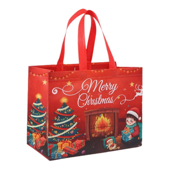 CuiLiyq 6 PCS Large Christmas Gift Bags, 12.5" x 9.8" x 6.6" Christmas Tote Bags with Handles, Reusable Shopping Bag for Home Holiday Party Suppies