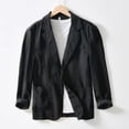thumbnail image 3 of Womens Business Casual Shirt Jackets Lightweight Loose Fit Linen Blazers Lapel Collar Button down Long Sleeve Pure Color Suit Tops Black XXXL, 3 of 3