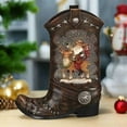 thumbnail image 2 of Roman 10 Inch H Lighted Swirl Boot Santa Riding Deer, Christmas Decoration, 2 of 8