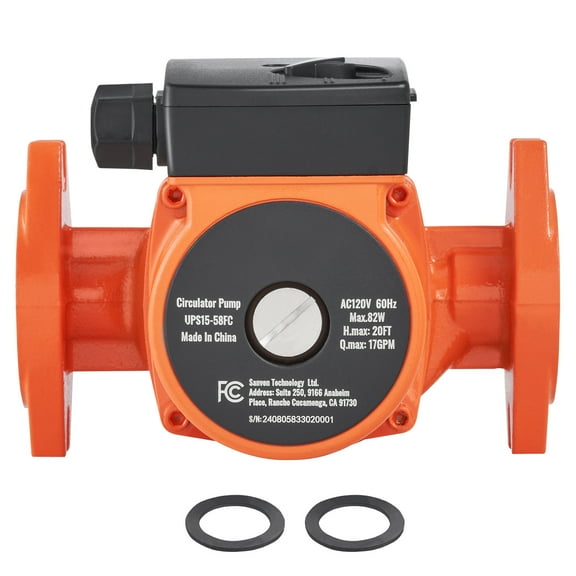 KFFKFF 110V Hot Water Recirculating Pump, 82W 17 GPM Circulation Pump with 1" NPT Flange, 3-Speed Quiet Circulator for Home Water Heating Systems