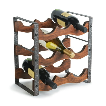 Danya B Rustic 9 Bottle Metal And Wood Free Standing Countertop Danya B Rustic 9 Bottle Metal And Wood Free Standing Countertop Wine Rack Com