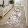 thumbnail image 5 of Memoryfield Machine Washable Runner Rug 2' x 8', Non-Slip Backing, Soft Stain Resistant and Low Pile Faux Wool Accent Carpet, Vintage Printed Rugs for Living Room, Bedroom, Pink, 5 of 7