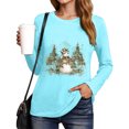thumbnail image 6 of larppty Womens Casual Christmas Shirts Snowman Tree Printed Holiday Long Sleeve Xmas Graphic Party Tees (Sky Blue, 3XL), 6 of 8