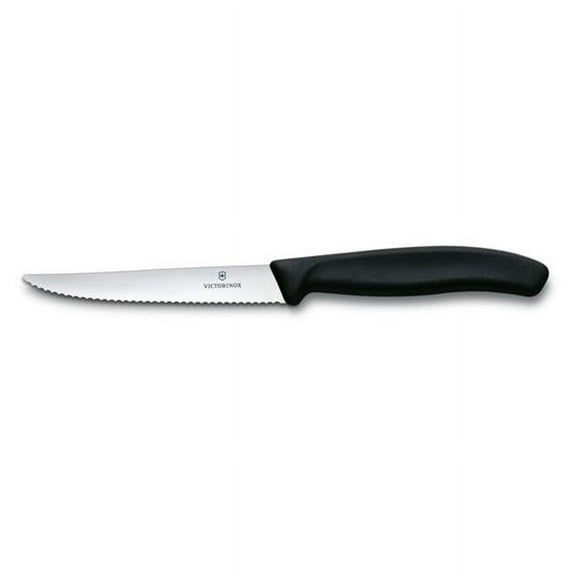Swiss Army Brands  4 in. 2019 Victorinox Spear Point Blade, Swiss Classic Steak Serrated with Handle Knife, Black