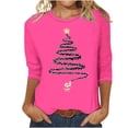 thumbnail image 2 of Meichang Hauts à Manches 3/4 pour Femmes, Col Rond, Imprimé Joyeux Noël, T-Shirts Amples, Pull de Noël, 2 of 3