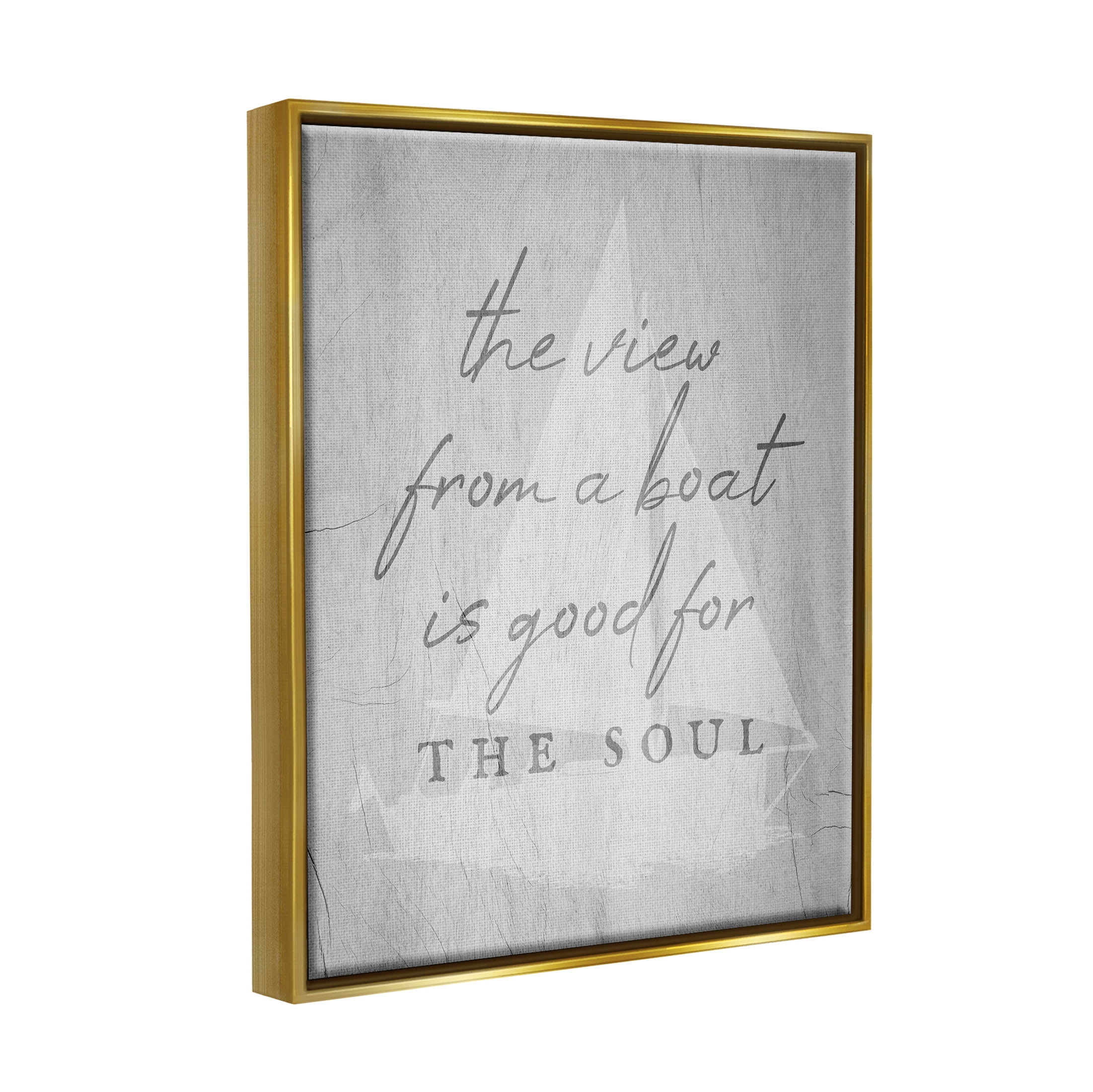Stupell Industries View From Boat Good For Soul Phrase Graphic Art Metallic Gold Floating Framed Canvas Print Wall Art, Design by Lil' Rue