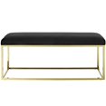 thumbnail image 4 of Modern Deco Contemporary Urban Design Living Room Lounge Club Lobby Accent Chair Bench, Velvet Fabric Metal Steel, Gold Black, 4 of 5